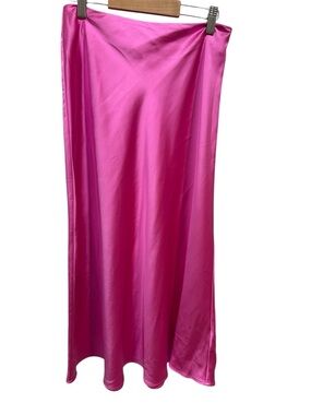 Bright Pink Satin Slip Skirt